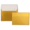 Produktbild: 75x Briefumschläge DIN C5 Gold Metallic - 16,2 x 22,9 cm - Haftklebung - glänzende Kuverts für große Einladungen und Karten zum Geburtstag oder Hochzeit