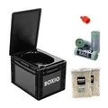 Produktbild: BOXIO - Toilet Plus: Campingtoilette Starter Kit mit Hemp, Plug & Bags, Mobile Trockentrenntoilette ohne Chemie für Camping, Van, Outdoor, Dachzelt: Toilette auf Eurobox Basis ohne Strom für unterwegs