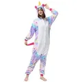 Produktbild: Katara Partyanzug Einhörner Jumpsuit Onesie Erwachsenen Kostüm S-XL, Karneval - Kostüm, Kigurumi - Einhorn Lila Sterne XL (175-185cm) lila Körpergröße XL (175-185 cm)