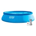 Produktbild: Intex 26166NP – Aufstellpool Easy Set Rund, Filterpumpe 3785 L/h, Leiter, Bodenplane und Abdeckplane, 12430 L, PVC, Blau, 457x107 cm