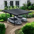Produktbild: Doppelcarport Carport Gestell für 2 Autos Aluminium Schwarz inkl. 15 Solarmodule