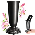 Produktbild: KADAX Grabvase, Vase aus Kunststoff, Blumenvase, Kunststoff-Vase für Blumen, wetterfeste Friedhofsvase, frostsicher Steckvase für Grab, witterungsbeständiger Grabschmuck (15,5cm, Grafit)