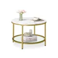 Produktbild: VASAGLE Couchtisch 2 Ebenen mit Glasplatte marmorweiß-helles Gold B34LCT072W59