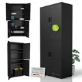 Produktbild: Juskys Aktenschrank aus Metall – 180x80x40 cm abschließbarer Büroschrank aus Stahl mit 3 verstellbaren Einlegeböden, höhenverstellbare Füße - Schwarz