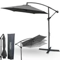 Produktbild: deluxe4home® Sonnenschirm Ø270 cm Anthrazit I Ampelschirm mit Ständer & Schutzcover I Hängeschirm Terrassenschirm Handkurbel I Sonnenschutz