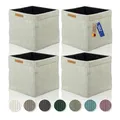 Produktbild: Lycce Kallax Boxen Cordstoff 4er Set | faltbare Aufbewahrungsboxen 33 x 33 x H31 cm mit abnehmbarem Cordbezug waschbar | Ordnungsboxen passend für Kallax Regal | beige