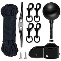 Produktbild: NQ Fahnenmast Zubehör Set,Fahnenmast Reparaturset,Fahnenmast-Reparaturteile inkl.Kugel,Seil,Karabiner, Klampe,Topper aus Aluminium mit Seilrolle Flag Parts Kit(Black)