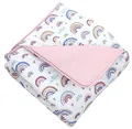 Produktbild: TupTam Krabbeldecke für Baby 120x120 cm - Gepolsterte Spieldecke Baby Baumwolle, XXL, OEKO-TEX, Weich & Hautfreundlich, Farbe: Regenbogen Blau Rosa