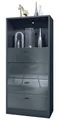 Produktbild: Vladon Kommode Pino V3 (Anrichte, mit 4 Schubladen & 1 offenem Fach), Anthrazit matt/Grau Hochglanz (56 x 125 x 36 cm)