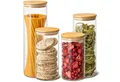 Produktbild: Praknu Vorratsglas Vorratsgläser mit Deckel 4er Set - Luftdicht mit 4 Extra Dichtungen, Borosilikatglas, (Set, 4-tlg), Groß Aufbewahrungsgläser - Luftdichte Vorratsdosen mit Bambusdeckel