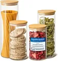 Produktbild: Vorratsgläser mit Deckel 4er Set - Luftdicht mit 4 Extra Dichtungen - Borosil...