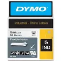Produktbild: Dymo IND S0718120 / 18489 Authentic Rhino Flexibles Nylon Schriftband Selbstklebend Schwarzer Druck auf Weiß 19 mm x 3.5m