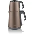 Produktbild: Arzum Teemaschinen, Elektrischer Türkischer Teekocher, 1650W Leistung, 1,2L Teekanne, 1,8L Wasserkocher, Edelstahl, Warmhaltefunktion, Boden - Rot