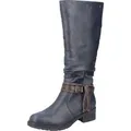 Produktbild: Rieker Damen Stiefel Langschaft Blockabsatz Kordel Schnalle 91694, Größe:37 EU, Farbe:Blau - Blau - 37