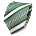 Produktbild: TigerTie Designer Seidenkrawatte grün smaragdgrün creme gestreift - Krawatte Tie