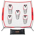 Produktbild: VEVOR 186,5 x 1083 x 190 cm Fußballtrainer-Wurfnetz, Trainings-Wurfziel-Übungsnetz mit 5 Zieltaschen, Knotenloses Netz, inkl. Bogenrahmen & Tragbarer Tragetasche, Verbessert die QB-Wurfgenauigkeit