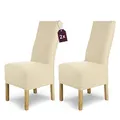 Produktbild: SCHEFFLER-Home Stuhlhussen Stretch Luna-Lang/Stuhlüberzug 2er Set Creme/elastische Flanell Stuhlabdeckungen/Stuhlhussen Schwingstühle/Spann-Bezug Stuhl Überwurf als eleganter Schonbezug