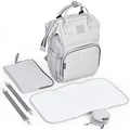 Produktbild: Daliya® PAKMI Wickelrucksack mit Schnullertasche & Wickelunterlage & Wickelunterlagentasche & Schlüsselanhänger - Wickeltasche Mamabag Tasche Rucksack mit viel Stauraum - Grau