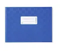 Produktbild: HERMA 19841 Heftumschlag A5 Quer Bast Blau, Hefthülle mit Beschriftungsetikett & Baststruktur aus strapazierfähiger & abwischbarer Polypropylen-Folie, Heftschoner für Schulhefte, farbig