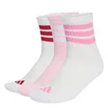 Produktbild: adidas Unisex 3 STRIPES CUSHIONED SPORTSWEAR MID CUT SOCKS 3 PAIR PACK, white/clear pink/active maroon, 40-42