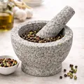 Produktbild: Granitmörser Ø 15 cm – Küchen Mörser mit Stößel, Gewürzmörser aus Granit