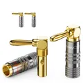 Produktbild: 4x Bananenstecker 90° gewinkelt Vergoldet Lautsprecherkabel Stecker 0,75mm-4,5mm