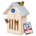 Produktbild: 4x Schmetterlingshaus Kiefernholz wetterfest Blechdach Holz Schmetterlingshotel