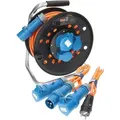 Produktbild: Kalle Campingkabeltrommel cee 230V 16A 2,5mm2 Extreme Signal Orange IP44 25 Meter im Set mit Anschlussleitung 1,5 Meter + Adapterleitung 1,5 Meter