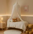 Produktbild: Alavya Home® Betthimmel Baldachin Kinderzimmer Bio-Baumwolle Musselin für Schlafzimmer (GOTS-Zertifiziert I Passt um Babybett, Kinderbett, Hausbett), Saumlänge ca. 250cm Moskitonetz Insektenschutz Kinder Spielzelte