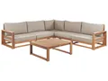 Produktbild: Lounge Set Zertifiziertes Akazienholz heller Holzfarbton Ecksofa 5-Sitzer Kissen