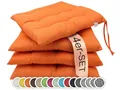 Produktbild: ZOLLNER 4er Set Sitzkissen in 40x40cm - gemütliche Stuhlkissen mit Bindebänder - waschbar bis 30°C - in orange - Oeko Tex® Zertifiziert