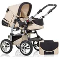 Produktbild: Kinderwagen-Set Flash 2 in 1 in Sand-Schwarz - 14 Teile - in 18 Farben erhältlich - Schwarz