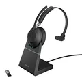 Produktbild: Jabra Evolve2 65 Wireless PC Headset mit Charging Stand – Noise Cancelling Microsoft Teams Certified Mono Headphones, Long-Lasting Battery – USB-A Bluetooth Adapter – Black