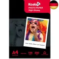 Produktbild: Koala Inkjet Hochglänzend Fotopapier DIN A4, 200 g/m², 100 Blatt, für Canon HP E