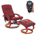 Produktbild: Relaxsessel mit Hocker und Massagefunktion Kunstleder, bordeaux