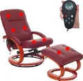 Produktbild: Relaxsessel mit Hocker und Massagefunktion Kunstleder, bordeaux