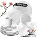 Produktbild: Moritz & Moritz BASIC 48-tlg. Geschirrset 12 Personen modern - aus hochwertigem Porzellan in klassischem Weiß - bestehend aus 12x Dinnerteller, 12x Dessertteller, 12x Schalen & 12x Tassen