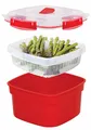 Produktbild: Mikrowellen-kochbehälter für Gemüse 2,4l Rot Bpa-frei Mikrowelle Geschirrspüler