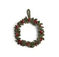 Produktbild: Én Gry & Sif Türkranz I Hand-Made & fair-Trade Kranz aus Filz, skandinavische Deko für Herbst Winter Weihnachten I Weihnachtskranz dunkelgrün mit roten Beeren, ⌀18cm