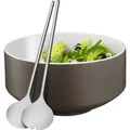 Produktbild: WMF Salatschüssel Set mit Salatbesteck 32cm Moto Porzellan Edelstahl 18/10 poliert (26 cm, 3 x) (06.5606.9450)