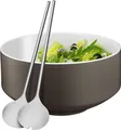 Produktbild: WMF Moto Salatschüssel Set 3-teilig, Salatbesteck 32 cm mit Salatschale, Salatschüsseln, runde Schale 26 cm, Porzellan, Cromargan Edelstahl poliert, spülmaschinengeeignet, grau