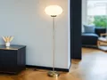 Produktbild: Dimmbare Wohnzimmer LED Stehlampe Messing mit Glaskugel Lampenschirm, Höhe 150cm