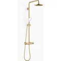 Produktbild: Dornbracht Showerpipe mit Brause-Thermostat, ohne Handbrause, Ausladung Standbrause 450mm, Kopfbrause 220mm, 34459979-28, Farbe: Messing gebürstet