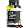 Produktbild: natural elements OPC Traubenkernextrakt - 240 hochdosierte Kapseln für 8 Monate - Reines OPC aus europäischen Weintrauben - Vegan, in Deutschen Laboren getestet