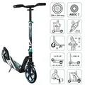 Produktbild: muuwmi Aluminium Scooter Pro – Tretroller, 230/205 mm, ABEC 7, , höhenverstellbar, XL-Deck, BMX-Lenker, türkis