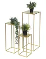 Produktbild: Blumenhocker Metall Gold Eckig Blumenständer Beistelltisch Blumensäule Modern