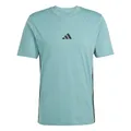 Produktbild: adidas Herren Essential Three Stripes Single Jersey Tee, Powder Teal/Black, L