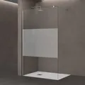 Produktbild: doporro Duschwand für Dusche Duschabtrennung 110x200cm Walk-In Dusche 10mm ESG-Sicherheitsglas Milchglas-Streifen inkl. Nanobeschichtung Bremen02MS