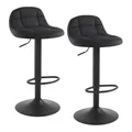 Produktbild: WOLTU Barhocker 2er Set Barstuhl mit Rückenlehne Fußstütze höhenverstellbar (60-82cm) 360° Drehstuhl bis 150kg belastbar Samt Metall Schwarz BH317sz-2