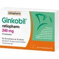 Produktbild: Ginkobil ratiopharm 240 mg, mit Ginkgo biloba 30 St